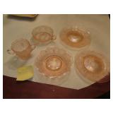 oregon grape pattern pink depression glass