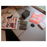 old tobacco tins,camera,learning items & items
