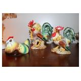 3 chicken figurines