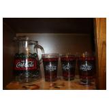 coke pitcher w/glasses