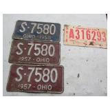 3-  1950's Ohio license plates & paper plate