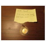 1/10 once $5 gold eagle coin w/14k gold pendant