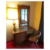 Lea desk,mirror & chair w/lamp