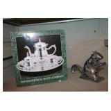 squirell nut cracker & plated tea set