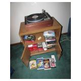 garrard record player,cabinet,dvd's & tapes