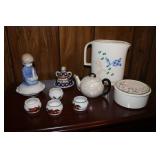 figurine,pitcher,teapot & dishes