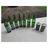 indy 500 & notre dame 7up bottles & 2 cans