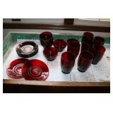 all red ruby glass & clear glass