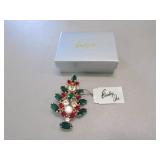 eisenberg ice christmas tree brooch w/box