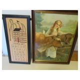 girl w/cows picture & wall hanging
