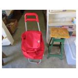 stool & red bag roller