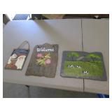 3 hand painted slate pcs