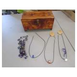 small cedar box & costume jewelry