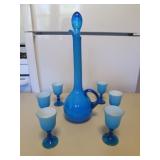 blue glass decanter set