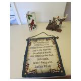 deer figurine,cardinal item & wall hanging