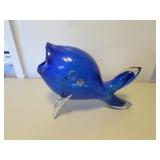 blenko blue glass fish