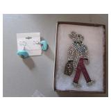 costume rabbit brooch & earrings