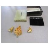 unmarked brooch & earrings