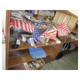 lamp,yard flags,delco jacket,books & misc items