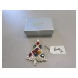 eisenberg ice christmas tree brooch w/box