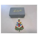 eisenberg ice christmas tree brooch w/box