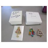 3 christmas tree brooches