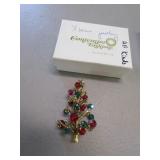 hollycraft christmas tree brooch