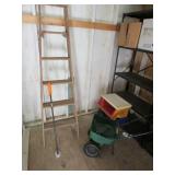 wood ladder,magnet & yard spreader