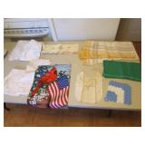 vintage linens & cardinal yard flag