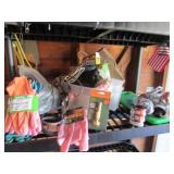 gloves,weed eater line,hose nozzles & items
