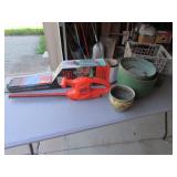 electric b&d hedgetrimmers,flower pots,milk crate