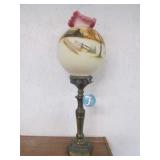 burmese hand painted fenton lamp by marilyn wagner