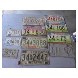 11 indiana license plates incl:1969