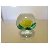 gibson yellow rose windowed paperweight
