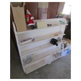 wood shelf & all items on it incl:empty fenton box