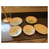 franciscan bowls,towel holder & dish