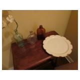 haviland plate & liquor bottles