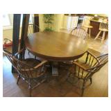 antique oak dining room table&nichols&stone chairs