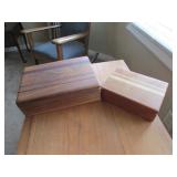2 wooden boxes & pair of wall candleholders