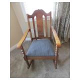 antique oak rocker w/barley twist