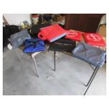 2 card tables & seat cushions