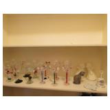 christmas stem glasses,cat figurine,bell,angels