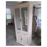 hooker lighted cabinet w/glass shelves