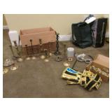 all brass candleholders & decoration