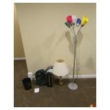 floor & table lamp,walking boot & items