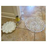 fostoria serving dish,egg plate,nut grinder