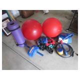 weights,balls,mat & exercise items