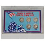 World War II Silver Dime Set 1941-1945 5 Mercury