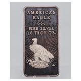 Ten troy ounce .999 Fine Silver bar " World Wide