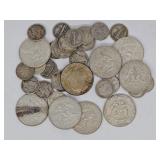 $7.40 mixed silver coins Mercury, Roosevelt,